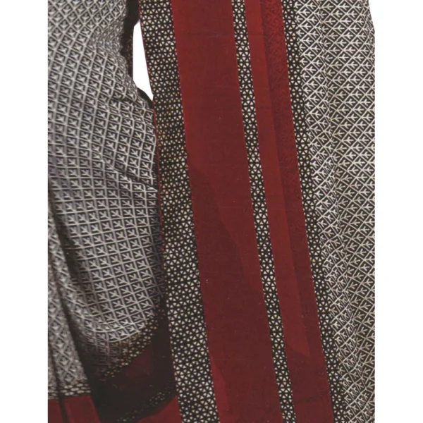 Generic Womens Georgette Digital Printed Saree (Grey, Red, 6.25 Mtr) - Image 3