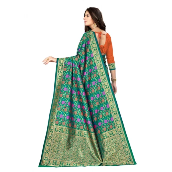 Banarasi silk Saree with Blouse (Multi, 5-6mtr) - Image 2