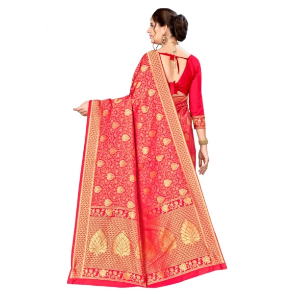 Banarasi silk Saree with Blouse (Red, 5-6mtr) - Image 2