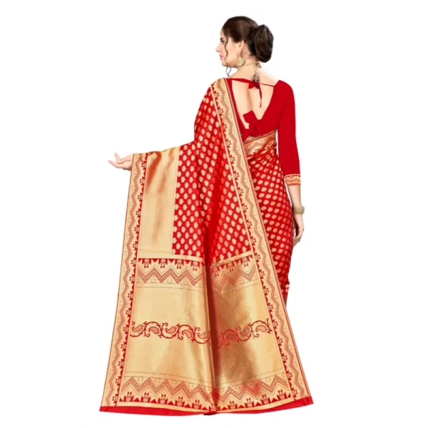 Banarasi silk Saree with Blouse (Red, 5-6mtr) - Image 2