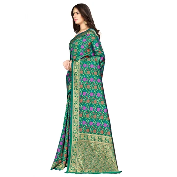Banarasi silk Saree with Blouse (Multi, 5-6mtr) - Image 3