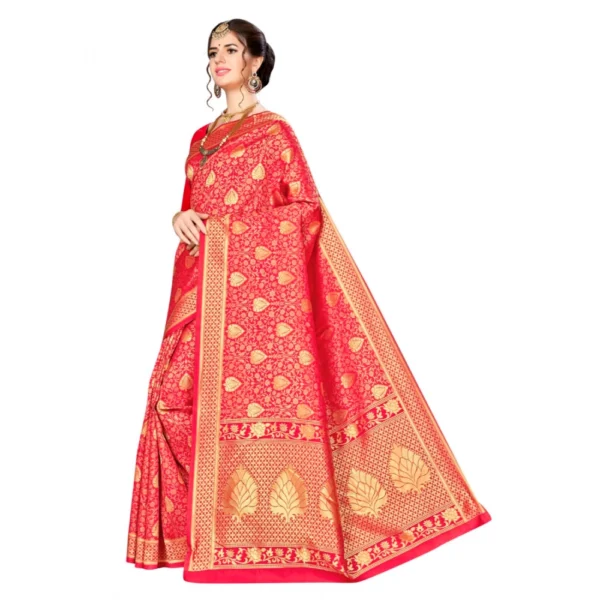 Banarasi silk Saree with Blouse (Red, 5-6mtr) - Image 3