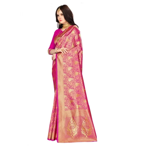 Banarasi Silk Saree (Pink, 5-6mtrs) - Image 3