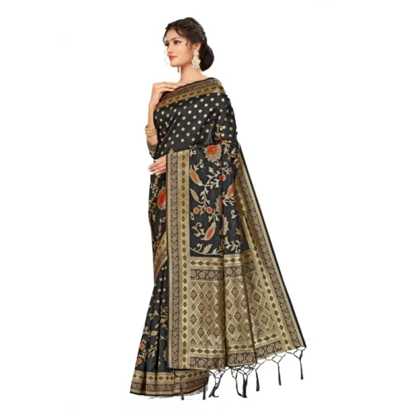 Banarasi Silk Saree (Black, 5-6mtrs) - Image 3
