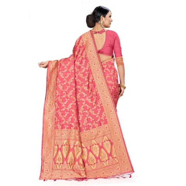 Banarasi Silk Saree (Peach, 5-6mtrs) - Image 2