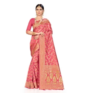 Banarasi Silk Saree (Peach, 5-6mtrs)