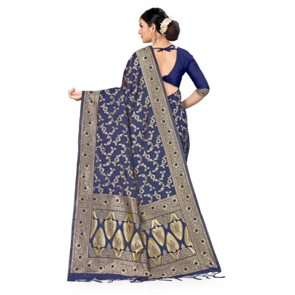 Banarasi Silk Saree (Neavy blue, 5-6mtrs) - Image 2