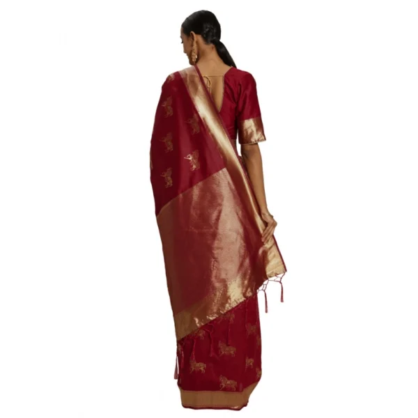 Banarasi Silk Saree (Red, 5-6mtrs) - Image 2
