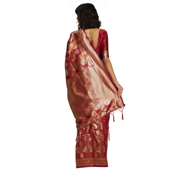 Banarasi Silk Saree (Red, 5-6mtrs) - Image 2