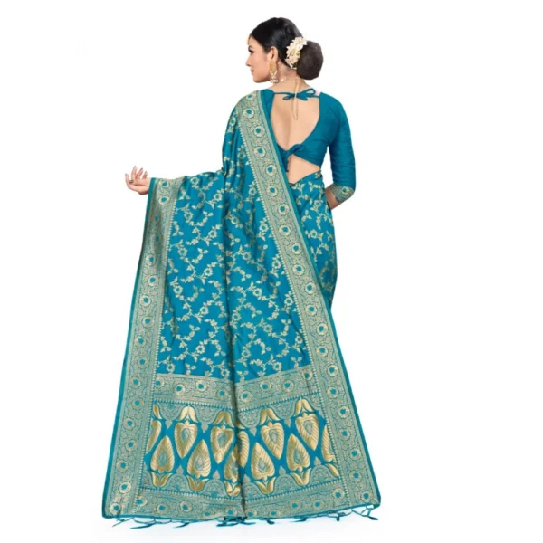 Banarasi Silk Saree (Sky blue, 5-6mtrs) - Image 2