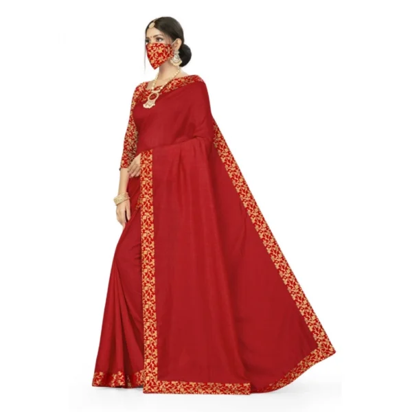 Silk Blend Saree (Red, 5-6mtrs) - Image 3