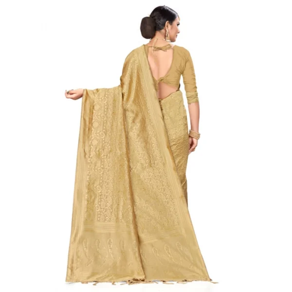 Banarasi Silk Saree (Cream, 5-6mtrs) - Image 2