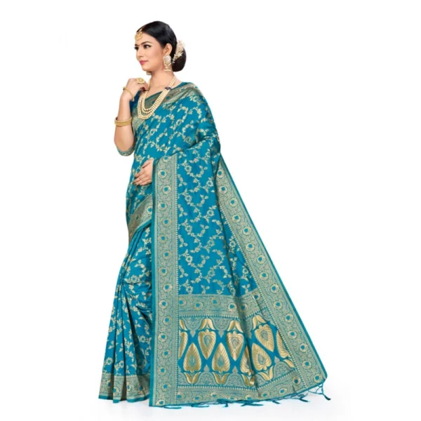Banarasi Silk Saree (Sky blue, 5-6mtrs) - Image 3