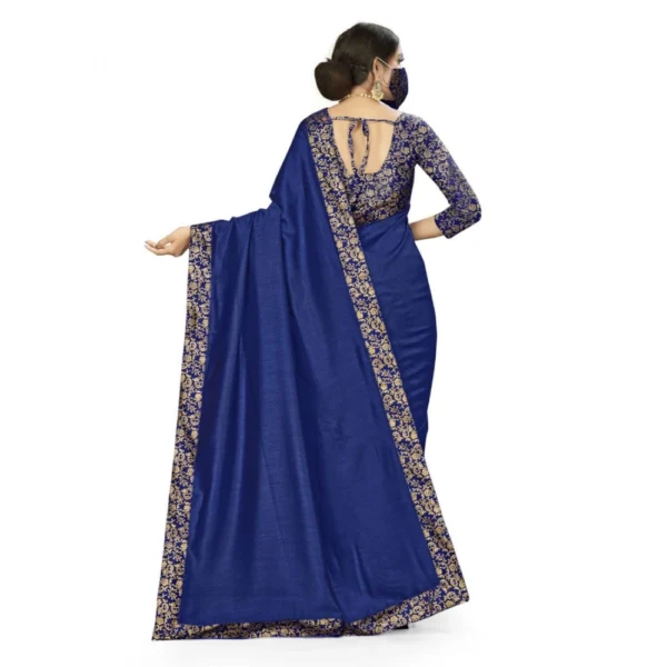 Silk Blend Saree (Neavy blue, 5-6mtrs) - Image 2