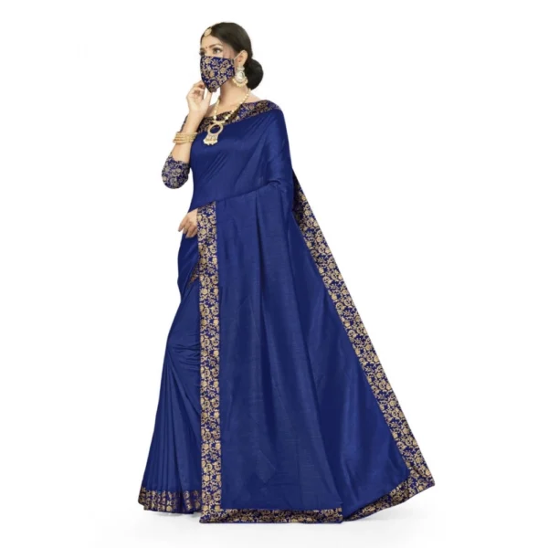 Silk Blend Saree (Neavy blue, 5-6mtrs) - Image 3