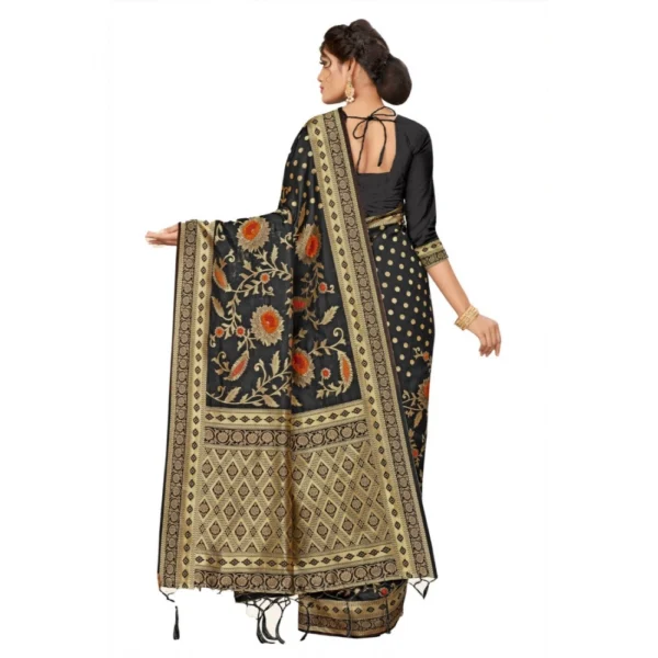 Banarasi Silk Saree (Black, 5-6mtrs) - Image 2