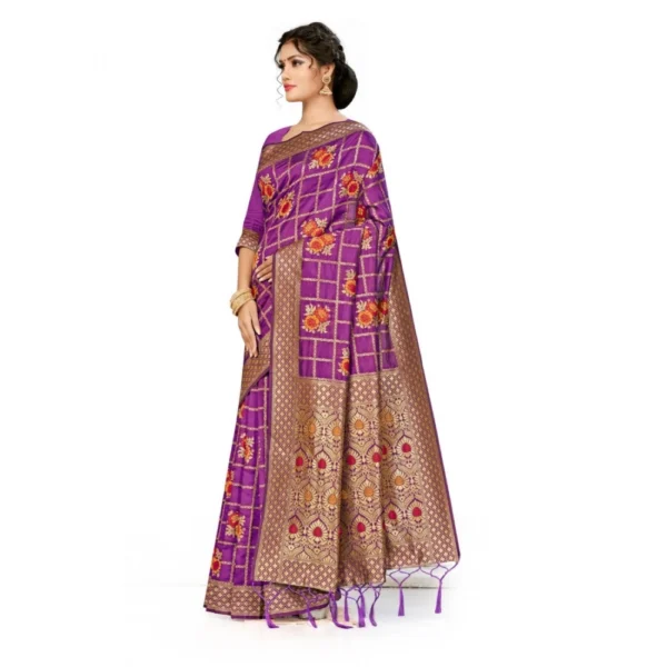 Banarasi Silk Saree (Purple, 5-6mtrs) - Image 3