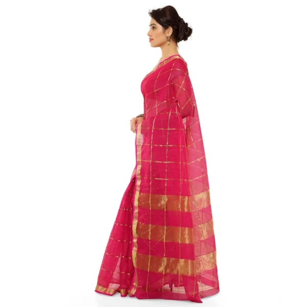 Kota Doria Cotton Saree With Blouse (Rani,6-3 Mtrs) - Image 2