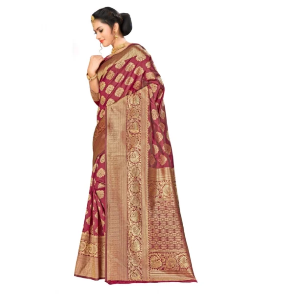Banarasi Silk Saree (Maroon,5-6 Mtrs) - Image 3