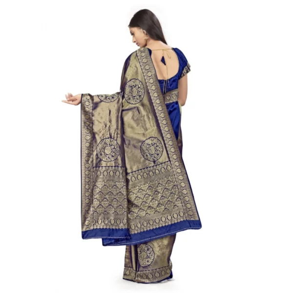 Banarasi Silk Saree (Navy Blue,5-6 Mtrs) - Image 3