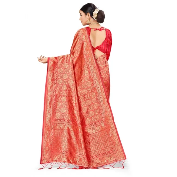 Banarasi Silk Saree (Peach,5-6 Mtrs) - Image 2