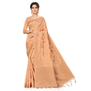 Banarasi (Spun Cotton) Saree (Beige,5-6 Mtrs)
