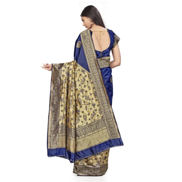 Banarasi Silk Saree (Navy Blue,5-6 Mtrs) - Image 3
