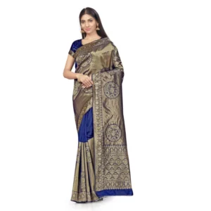 Banarasi Silk Saree (Navy Blue,5-6 Mtrs)