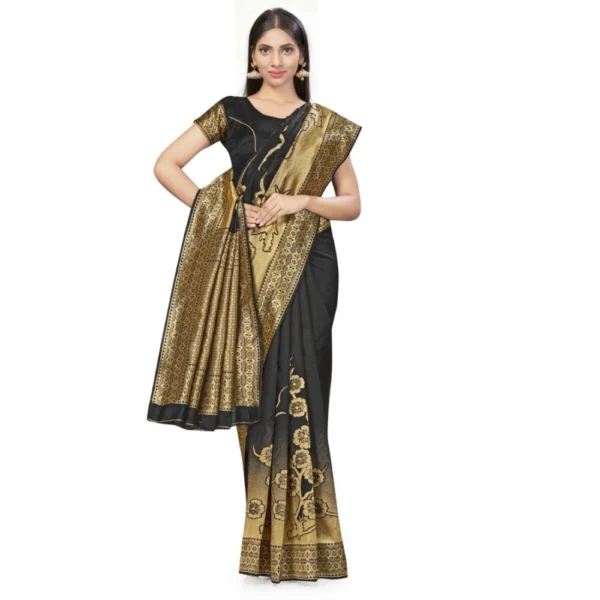 Banarasi Silk Saree (Black,5-6 Mtrs) - Image 2