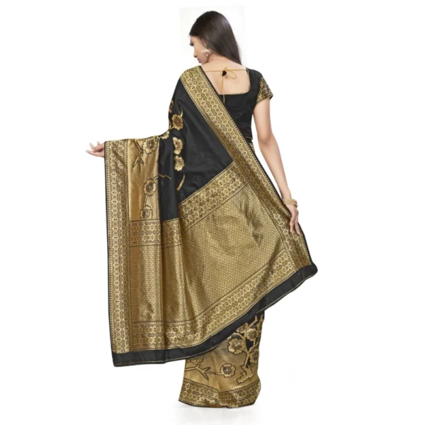 Banarasi Silk Saree (Black,5-6 Mtrs) - Image 3
