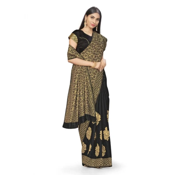 Banarasi Silk Saree (Black,5-6 Mtrs) - Image 2
