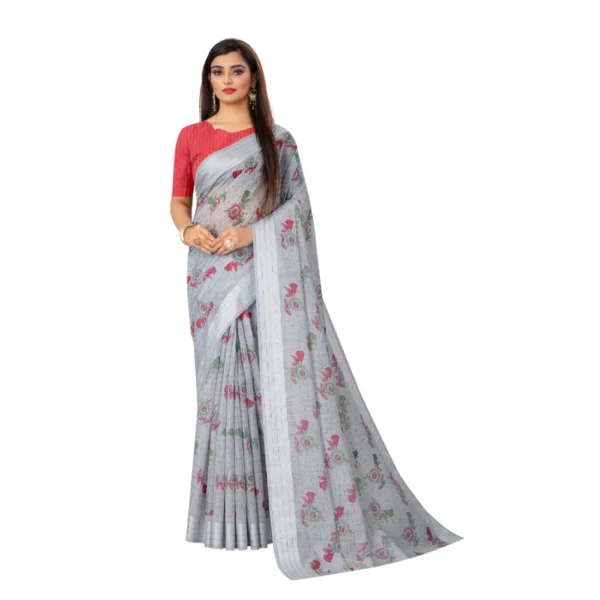 Cotton Saree (Grey,5-6Mtrs) - Image 4