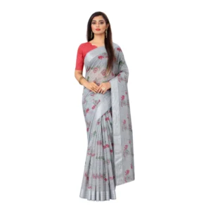 Cotton Saree (Grey,5-6Mtrs)