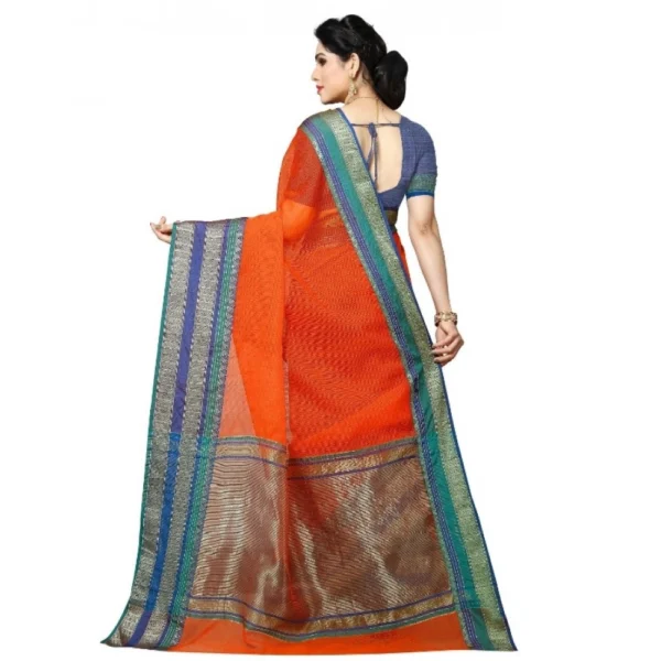 Kota Doria Cotton Border Saree With Blouse (Fanta, 5-6 Mtrs) - Image 4