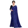 Vichitra Silk HotFix Stone Work Saree With Blouse (Blue, 5-6 Mtrs)