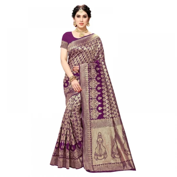 Jacquard Silk Kanjivaram Jacquard Silk Saree With Blouse (Jamli, 5-6 Mtrs)