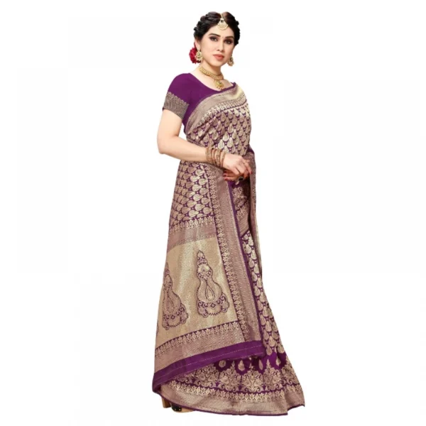 Jacquard Silk Kanjivaram Jacquard Silk Saree With Blouse (Jamli, 5-6 Mtrs) - Image 2
