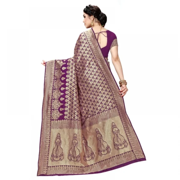 Jacquard Silk Kanjivaram Jacquard Silk Saree With Blouse (Jamli, 5-6 Mtrs) - Image 4