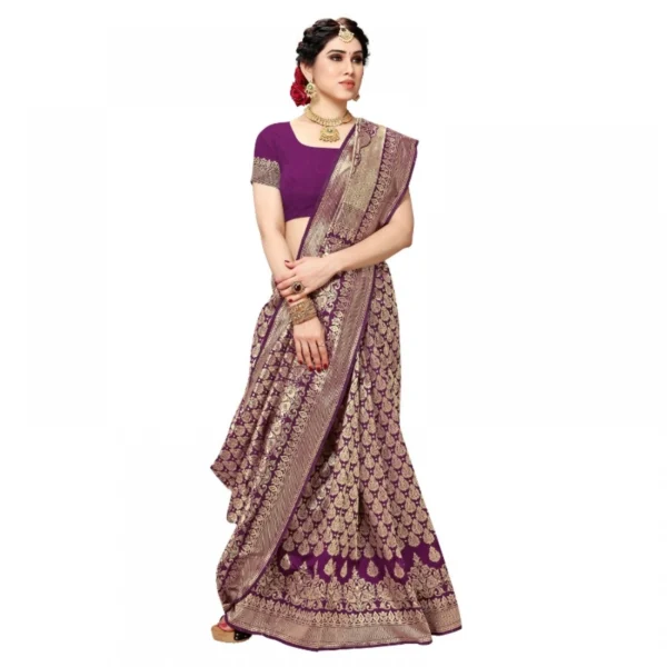 Jacquard Silk Kanjivaram Jacquard Silk Saree With Blouse (Jamli, 5-6 Mtrs) - Image 5