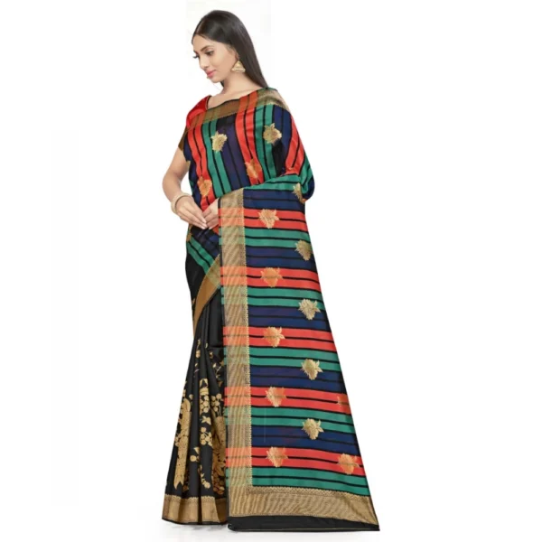 Banarasi Silk Saree With Blouse (Black, 5-6Mtrs) - Image 4