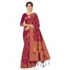 Banarasi Silk Saree With Blouse (Wine, 5-6Mtrs)