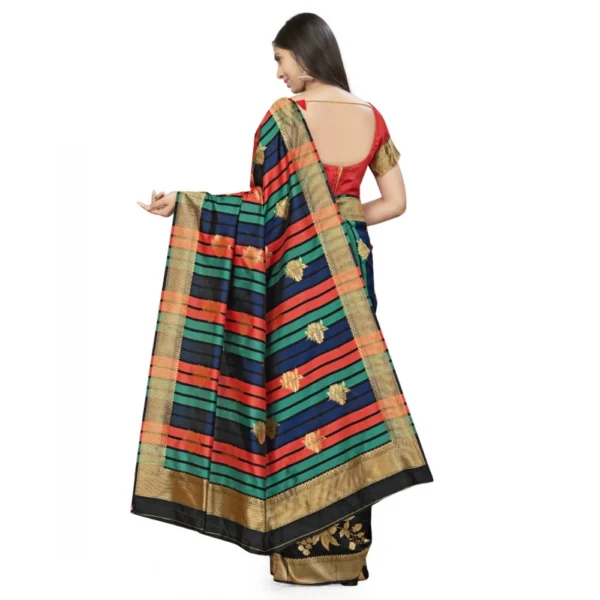 Banarasi Silk Saree With Blouse (Black, 5-6Mtrs) - Image 3