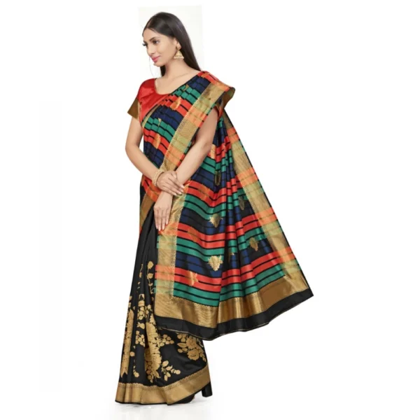 Banarasi Silk Saree With Blouse (Black, 5-6Mtrs) - Image 2
