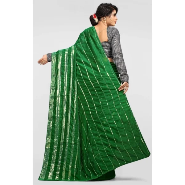 Vichitra Saree with Blouse (Green, 5-6 Mtrs) - Image 2