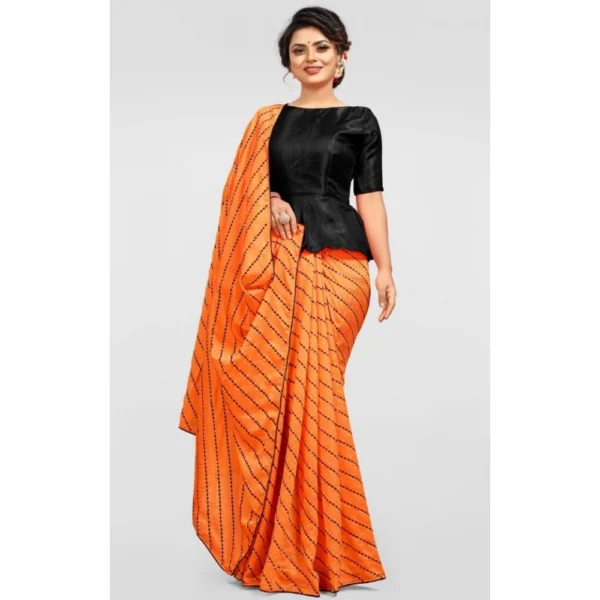 Vichitra Saree with Blouse (Orange, 5-6 Mtrs) - Image 4