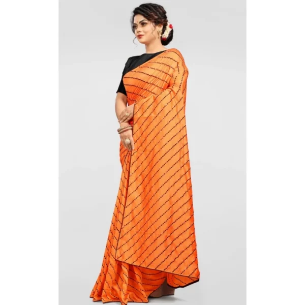 Vichitra Saree with Blouse (Orange, 5-6 Mtrs) - Image 3