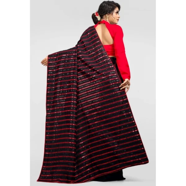 Vichitra Saree with Blouse (Red, 5-6 Mtrs) - Image 2