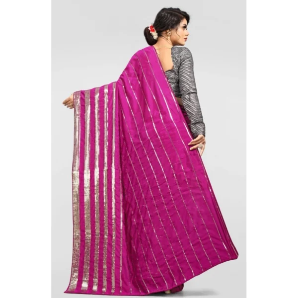 Vichitra Saree with Blouse (Pink, 5-6 Mtrs) - Image 2