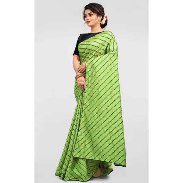 Vichitra Saree with Blouse (LightGreen, 5-6 Mtrs) - Image 3
