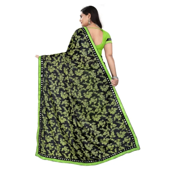 Lycra Blend Saree with Blouse (Pista, 5-6 Mtrs) - Image 2
